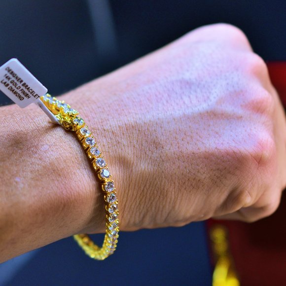 Full Iced Out Red Dial Watch, Tennis Bracelet Set - Picture 5 of 5